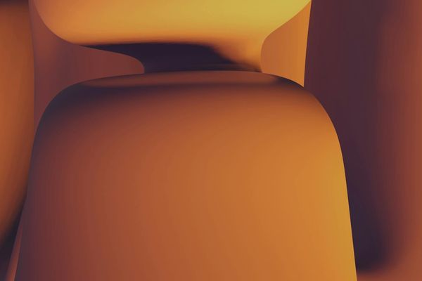 Minimalist representation of balanced geometric shapes in blue tones